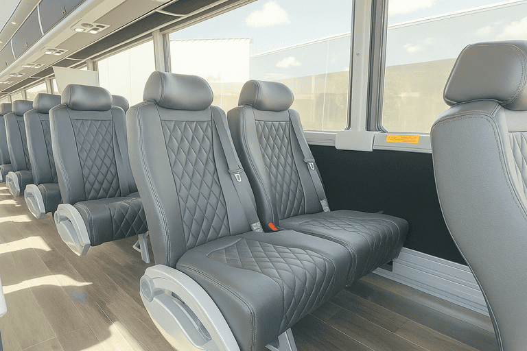 interior of Lincoln Minibus Company charter bus