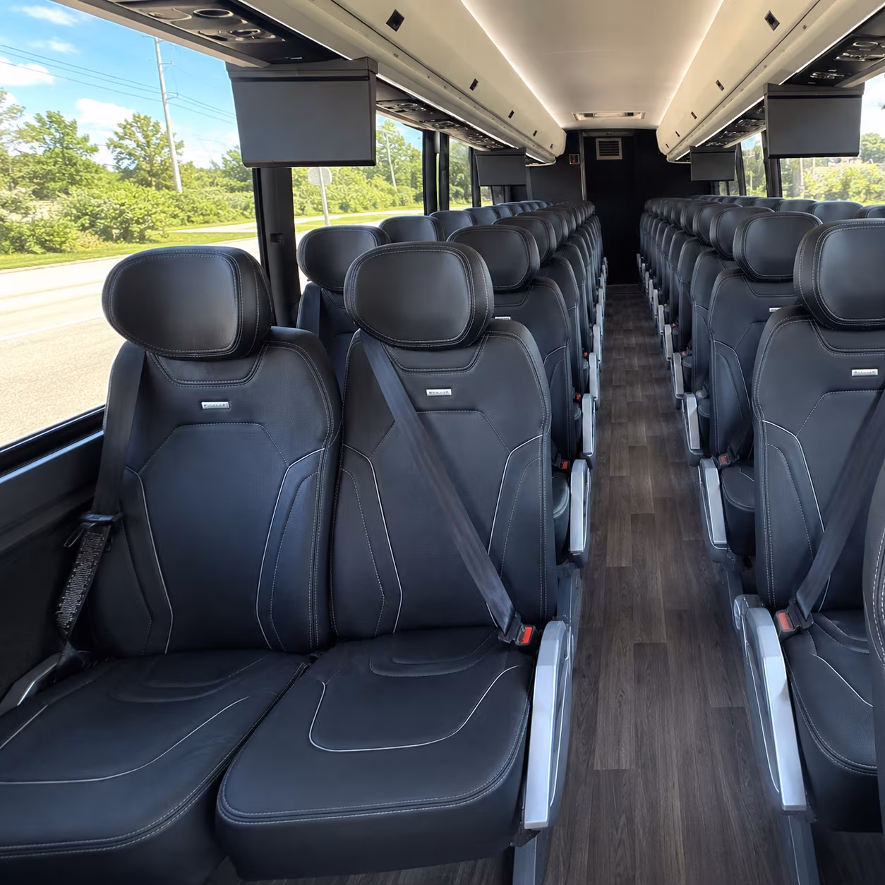 lincoln 47 passenger charter bus inside