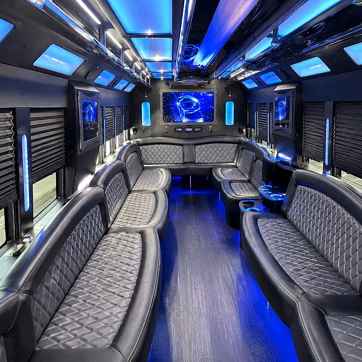 lincoln 50 passenger party bus interior