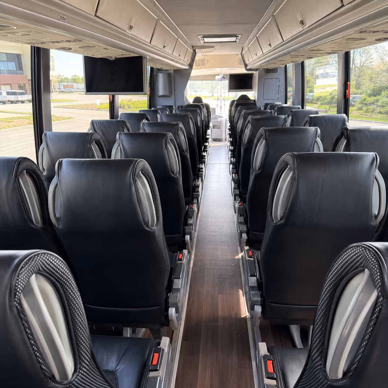 lincoln 56 passenger charter bus inside